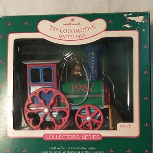 Vintage 1987 Hallmark Tin Locomotive Christmas ornament 6th edition